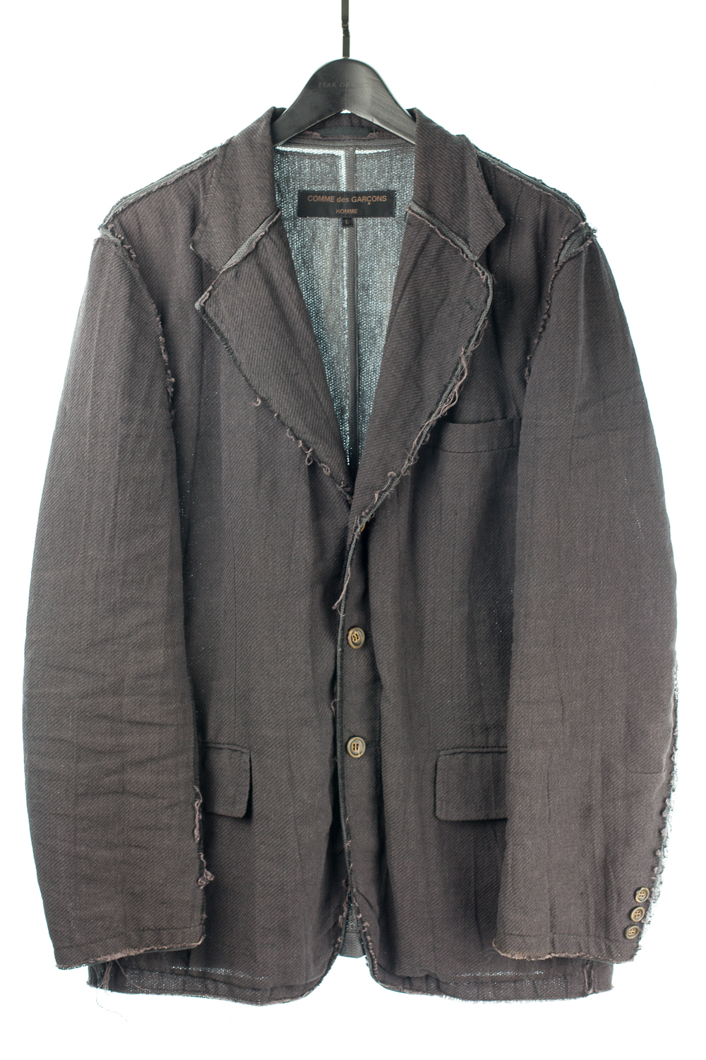 SS04 Deconstructed Raw Hem Linen Blazer