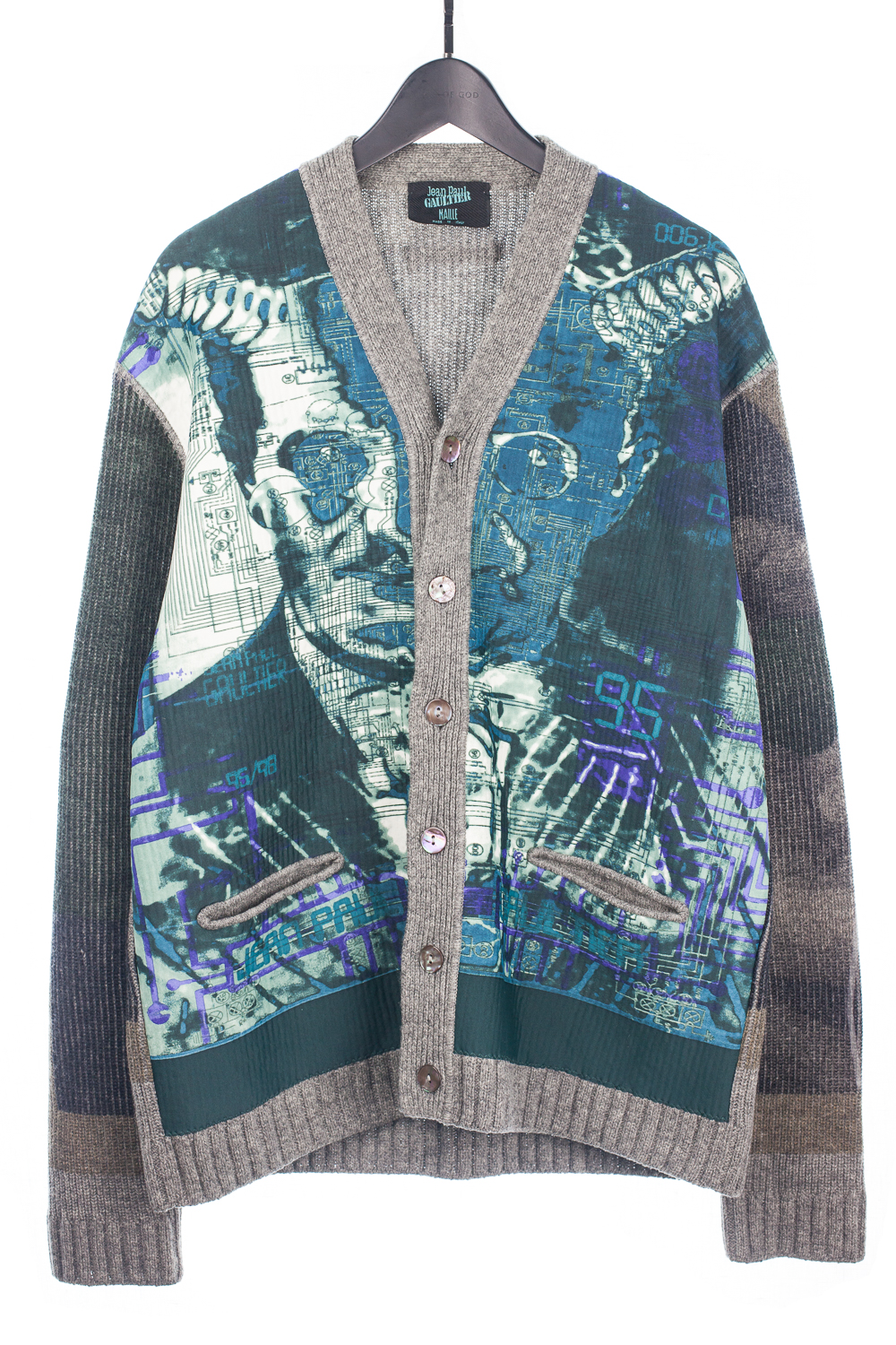 90s 'Creation of Adam' Printed Knit Cardigan