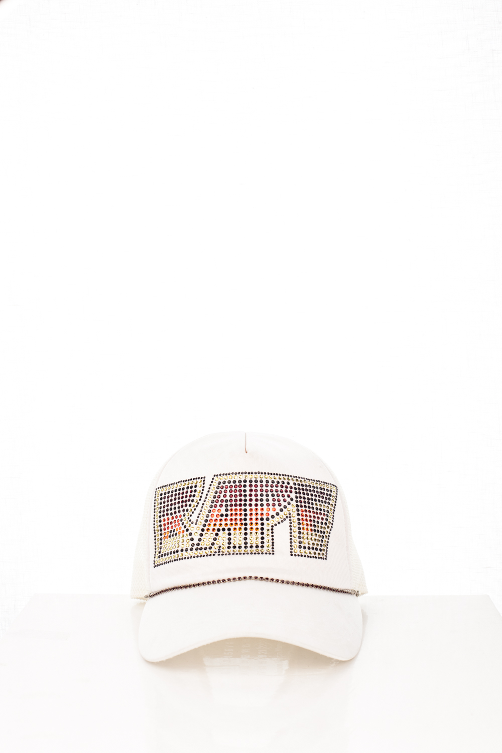 06 "KISS" White Swarovski Trucker Hat