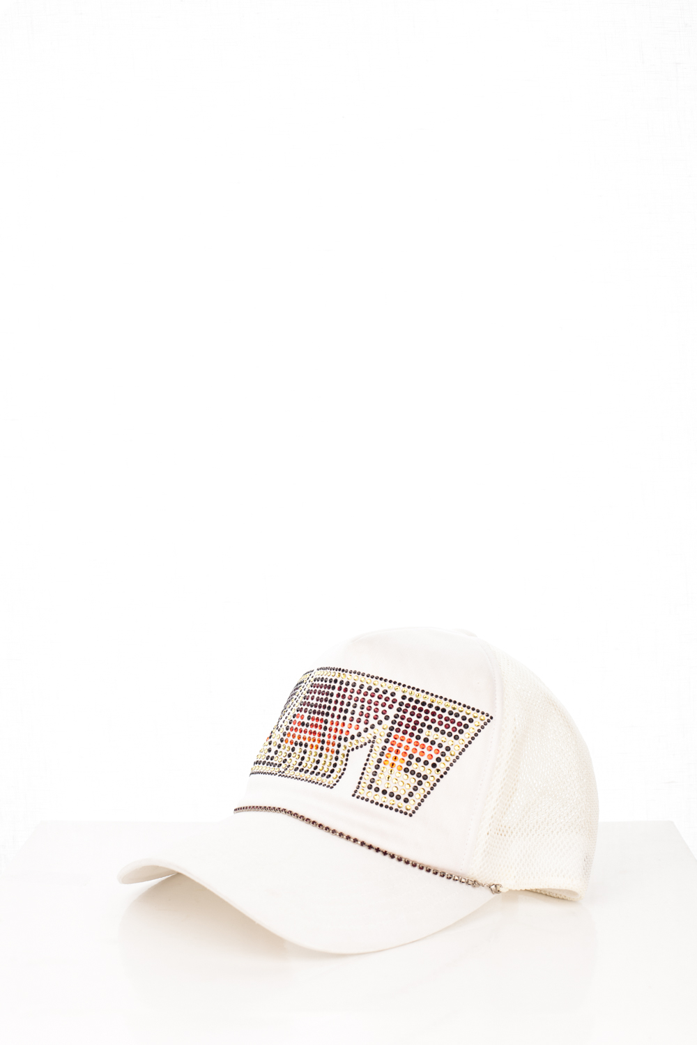 06 "KISS" White Swarovski Trucker Hat