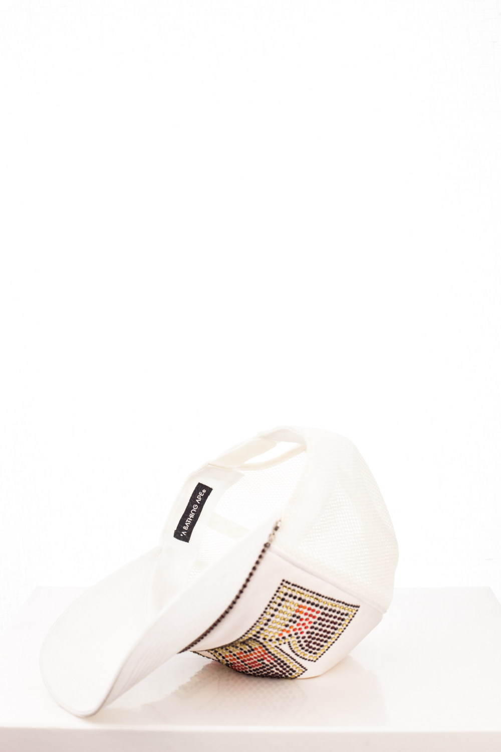 06 "KISS" White Swarovski Trucker Hat
