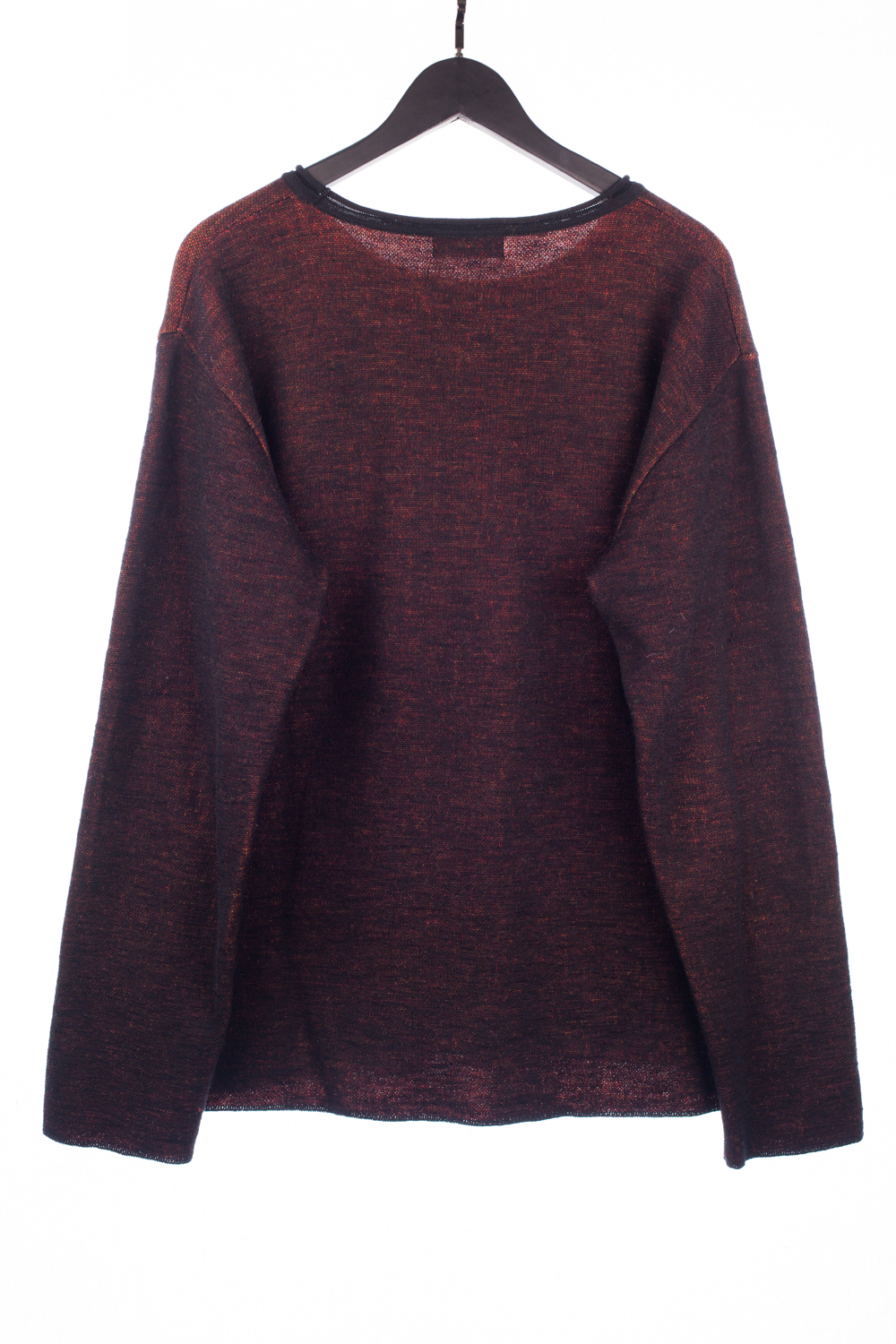 Black Melange LongSleeve Knit Floral Pullover
