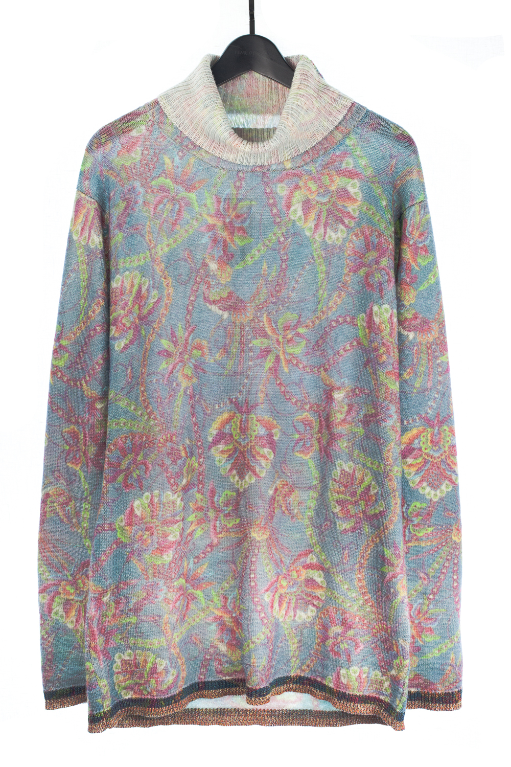 Psychedelic Floral Wool Turtleneck