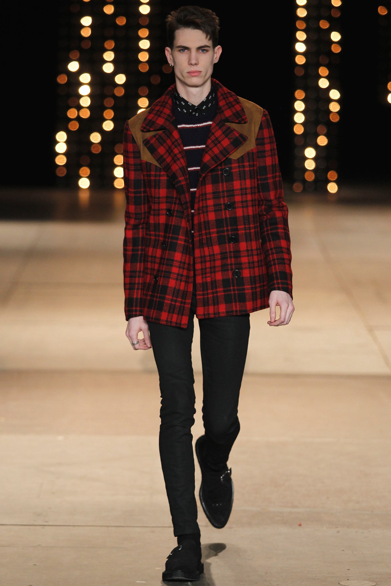 FW14 Western Plaid Wool and Calf Suede Jacket